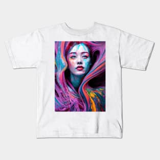 Painted Insanity Dripping Madness 6 - Abstract Surreal Expressionism Digital Art - Bright Colorful Portrait Painting - Dripping Wet Paint & Liquid Colors Kids T-Shirt